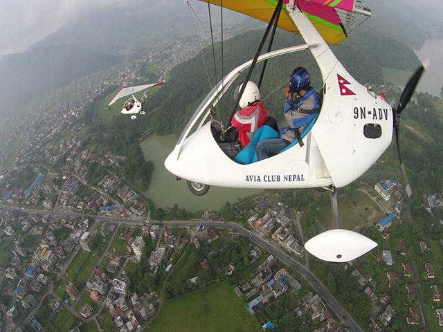 Pokhara Valley from Ultra-Light Aircraft