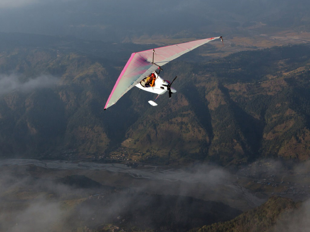 Pokhara Valley from Ultra-Light Aircraft